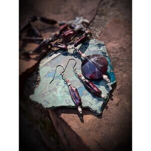 Hand Crafted Red Pearl Sticks Shell Jewelry Set